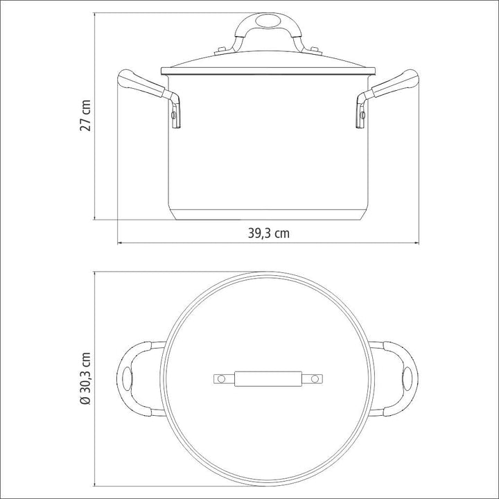Tramontina 62125-280 Solar Silicone Kochtopf, 28cm, 18/10 Stahl, 11,90l, 11,90l