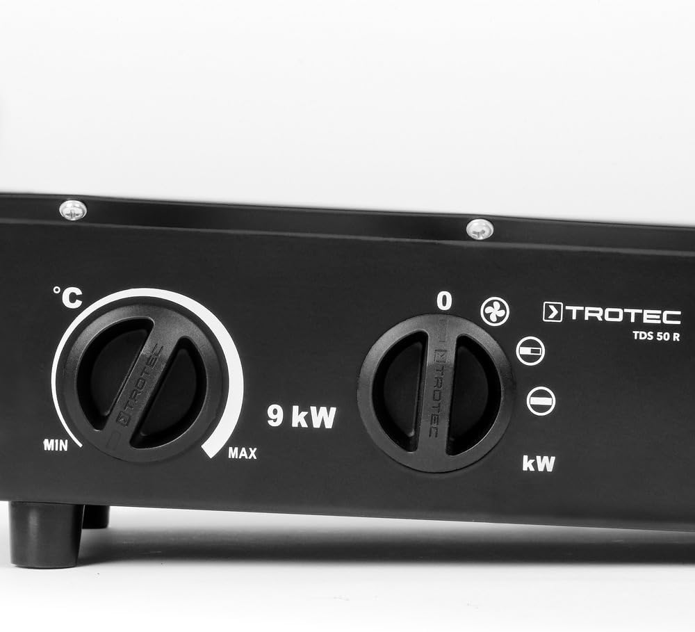 TROTEC Bauheizer TDS 50 R – Heizleistung 4,5 kW / 9 kW – Elektroheizer Luftmenge 844 m³/h – Heizlüft