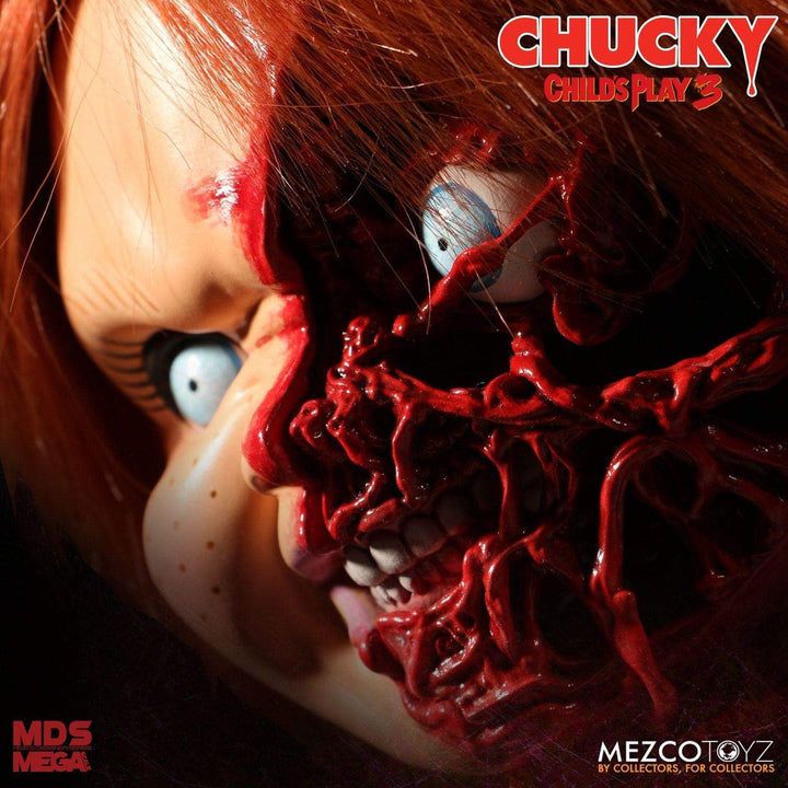 Close Up Child's Play Chucky Puppe 15" Talking Pizza Face Chucky