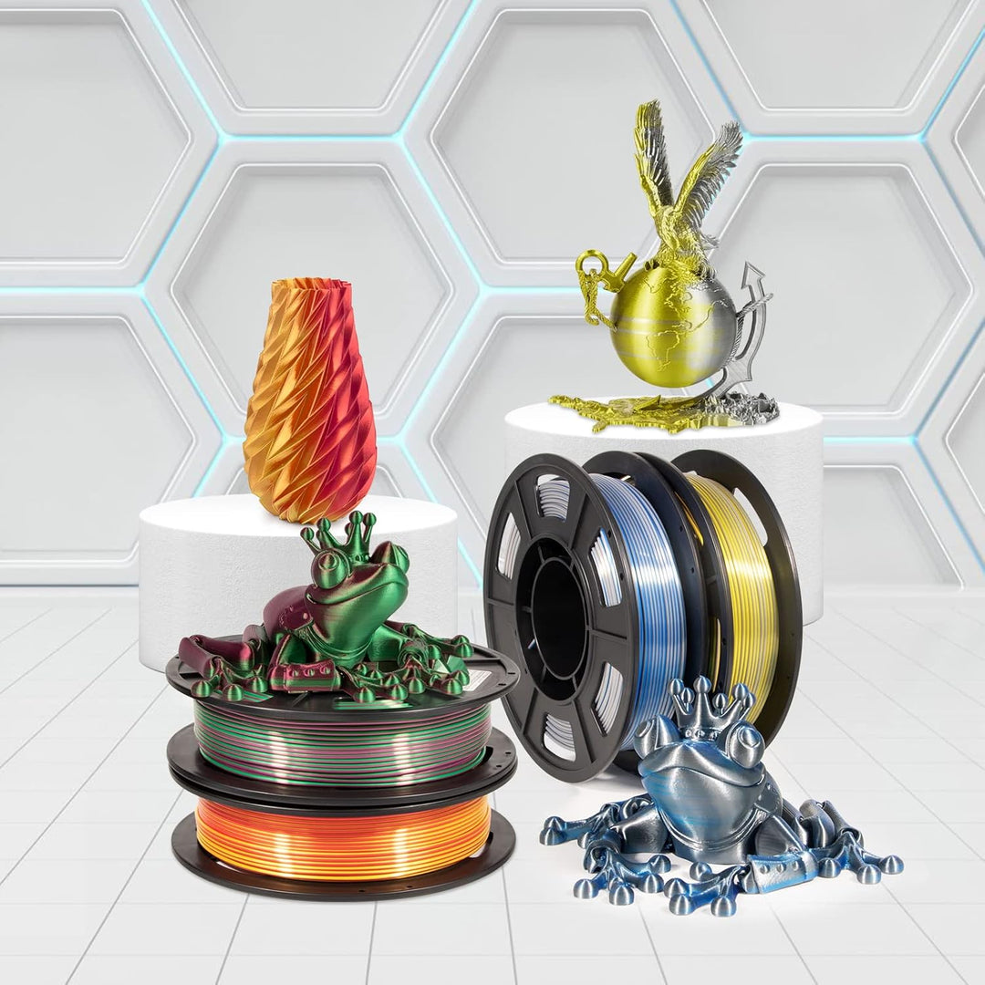 iSANMATE Dual Color Seide Filament Set, Silk PLA Filament 1.75mm, PLA 250g x 4 Colours 3D Printer PL