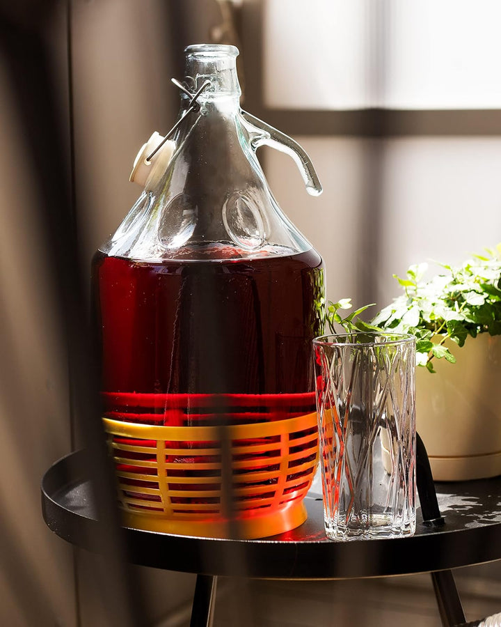 Enghals Ballonflasche Weinflasche mit Bügelverschluss und Korb zur Aufbewahrung von Gärungsgetränken