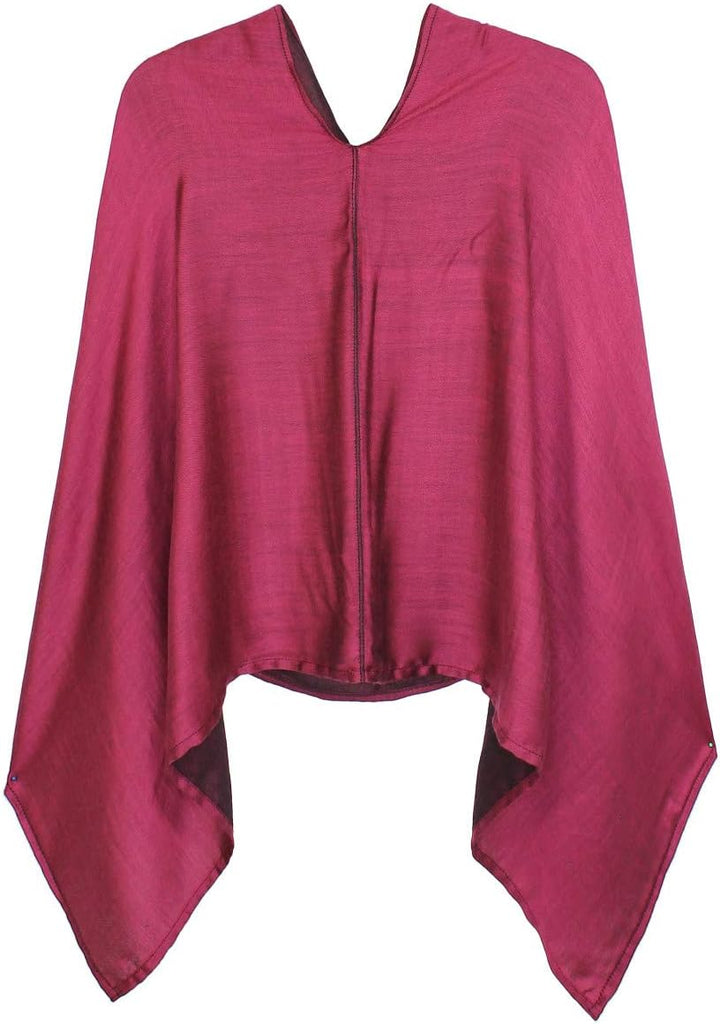 dy_mode Eleganter Poncho Damen Cape Unifarben Umhang Damenponcho - WJ024 Einheitsgrösse WJ024-GlanzP