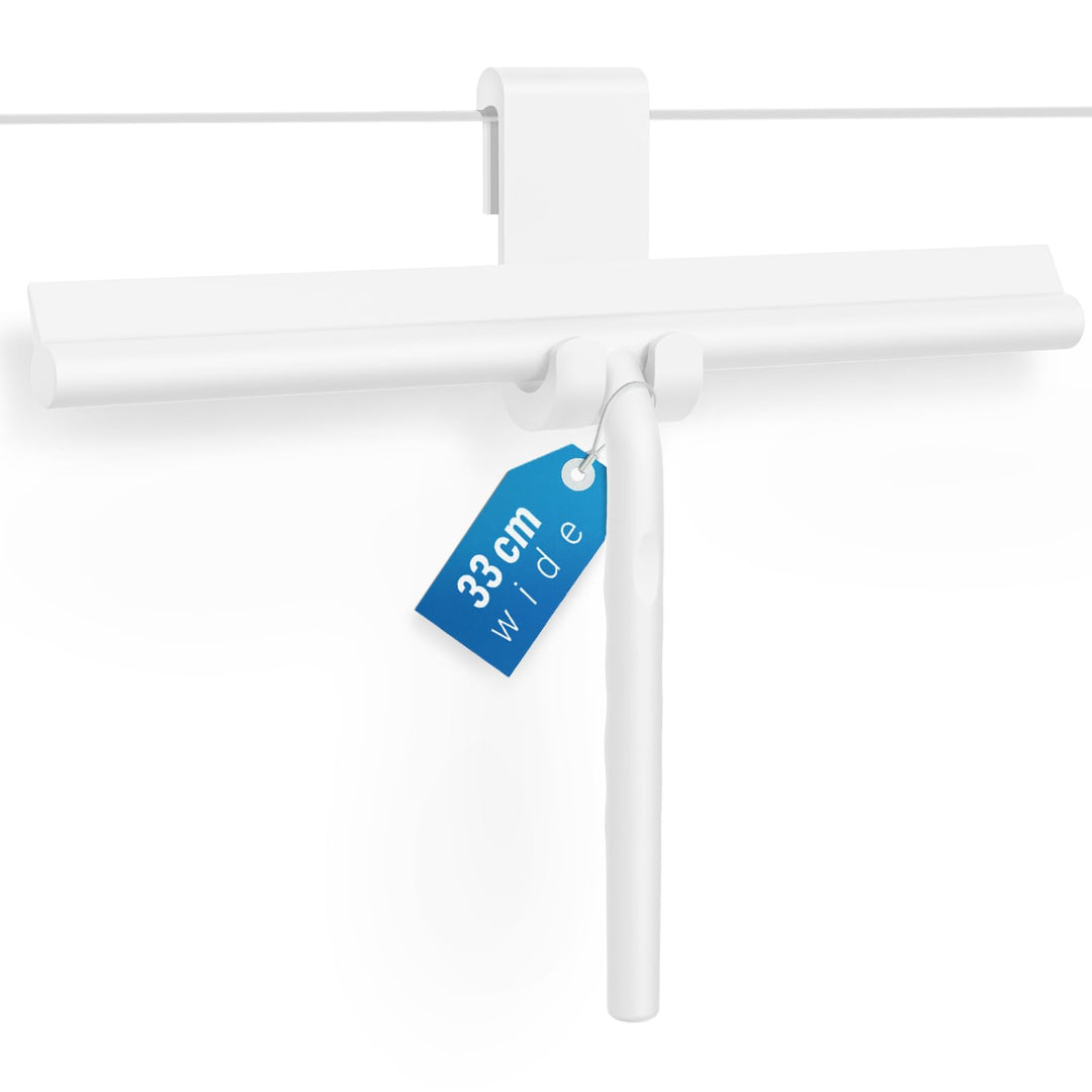 ecooe Silikon Duschabzieher 33cm Weiss, Abzieher Dusche mit Halter, ohne Bohren Duschabzieher, Fenst