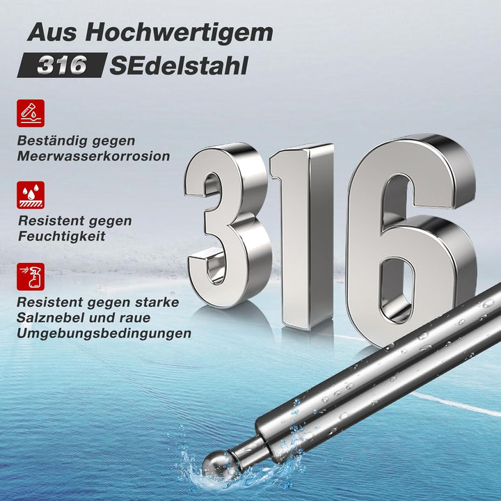 Vepagoo Edelstahl Gasdruckfedern Gasdruckdämpfer Meeresgeeignet Dämpfer 500MM 350N, 500MM 350N