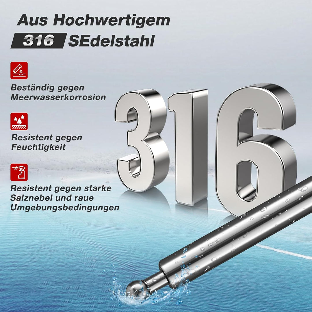 Vepagoo Edelstahl Gasdruckfedern Gasdruckdämpfer Meeresgeeignet Dämpfer 380MM 267N, 380MM 267N