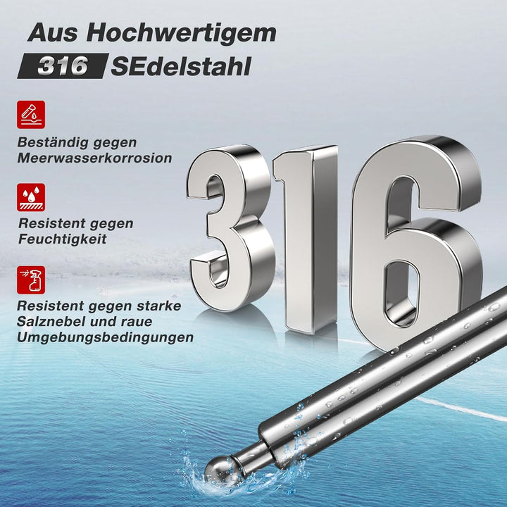Vepagoo Edelstahl Gasdruckfedern Gasdruckdämpfer Meeresgeeignet Dämpfer 380MM 267N, 380MM 267N