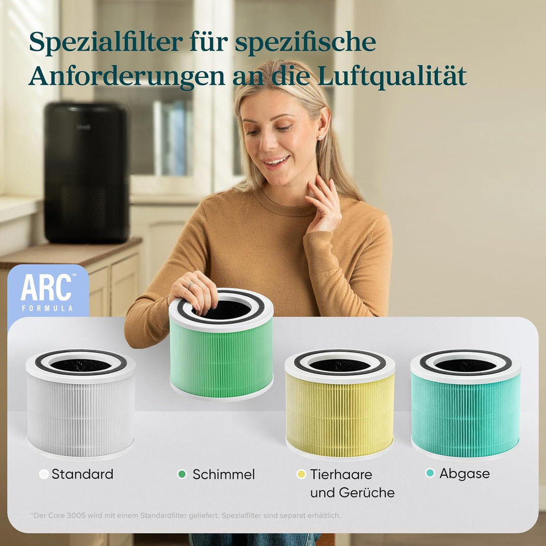 LEVOIT Luftreiniger mit HEPA Luftfilter, CADR 258m³/h für 54㎡ Raucherzimmer, gegen 99,97 Prozent Sch