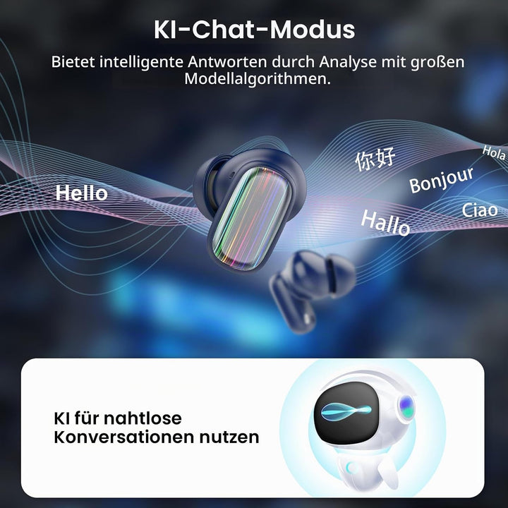 AI Kopfhörer Übersetzer, 3-in-1Echtzeit Sprachübersetzer Kopfhörer, 6 Übersetzungsmodi, 40H Bluetoot