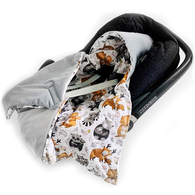 BABEES© Wattierte Velvet Winter Einschlagdecke mit Füllung für Babyschale Autositz, Universal,Baby D