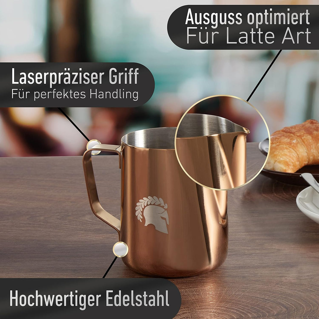 Barista Legends® Milchkännchen Edelstahl 600ml - mit speziellem Latte Art Ausguss - Milchkanne für H