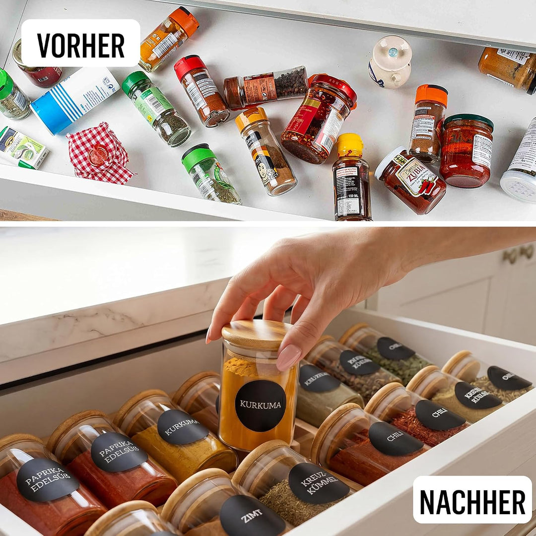 Deco Haus Gewürzgläser Set 10er - Gewürzdosen Set aus Glas - Vorratsgläser Set für Deine Gewürze Auf