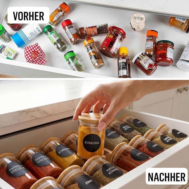 Deco Haus Gewürzgläser Set 10er - Gewürzdosen Set aus Glas - Vorratsgläser Set für Deine Gewürze Auf