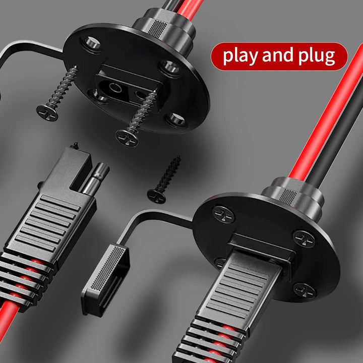 ELFCULB SAE Wetterfest Steckdose Seitenwandanschluss,10AWG(5,26mm²) SAE Buchse Stecker Verlängerungs
