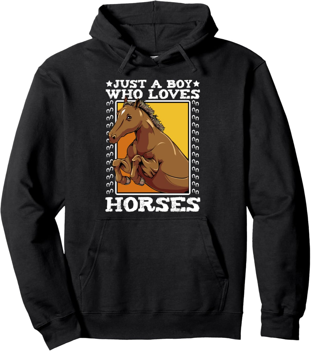 Just A Boy Who Loves Horses Reiten Reiter Reitsport Tiere Pullover Hoodie