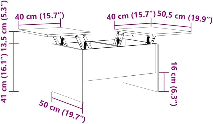 vidaXL Couchtisch Höhenverstellbar Kaffeetisch Beistelltisch Wohnzimmertisch Sofatisch mit Stauraum