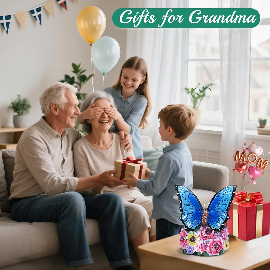 Linkax Geschenke für Frauen Mama Oma, Solar Gartenfiguren Schmetterling Gartendeko für Draussen, mit