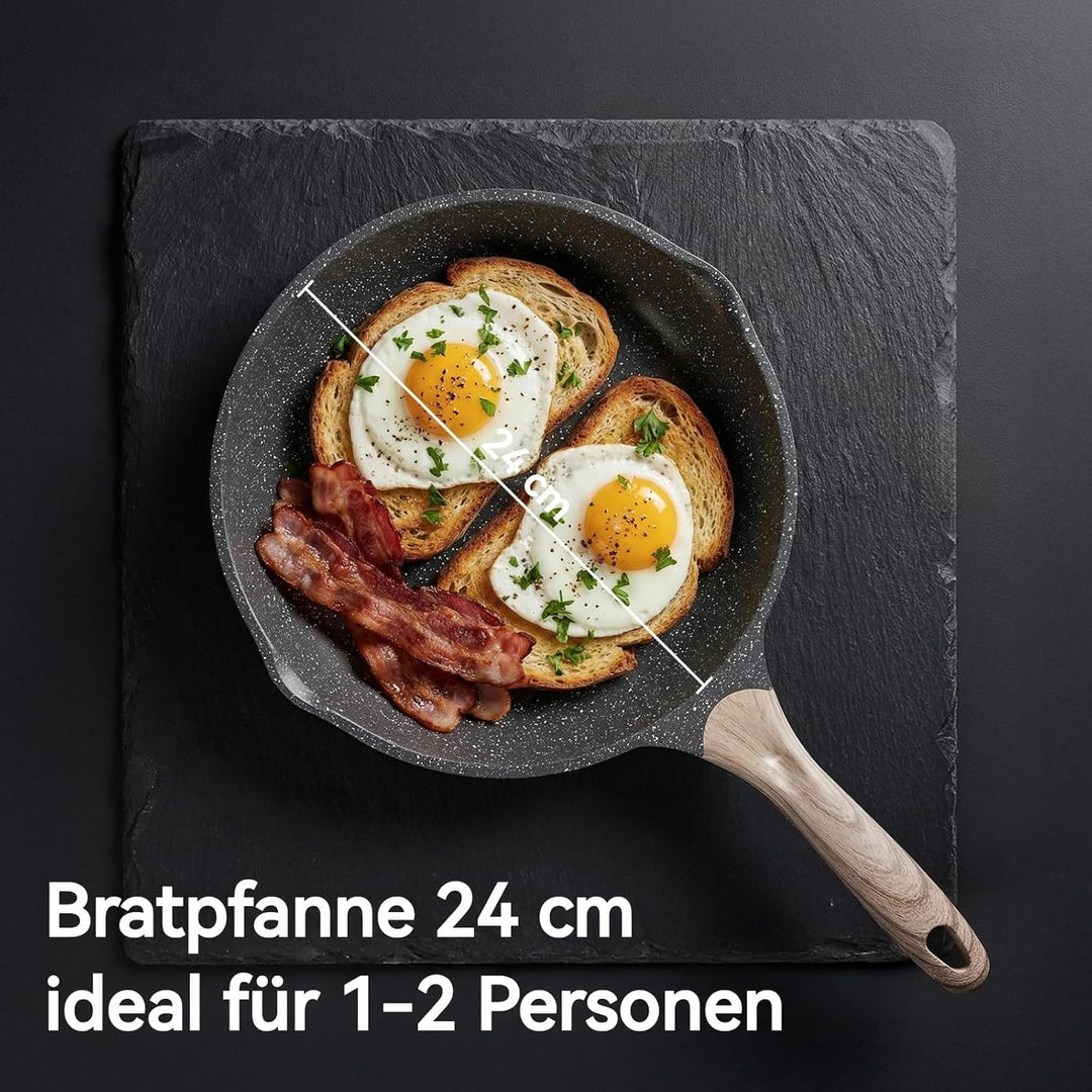 JEETEE Bratpfanne 24 cm Antihaft Induktion, Aluminium-Pfanne mit Antihaftbeschichtung für alle Herda