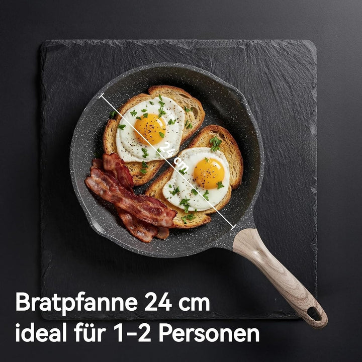 JEETEE Bratpfanne 24 cm Antihaft Induktion, Aluminium-Pfanne mit Antihaftbeschichtung für alle Herda