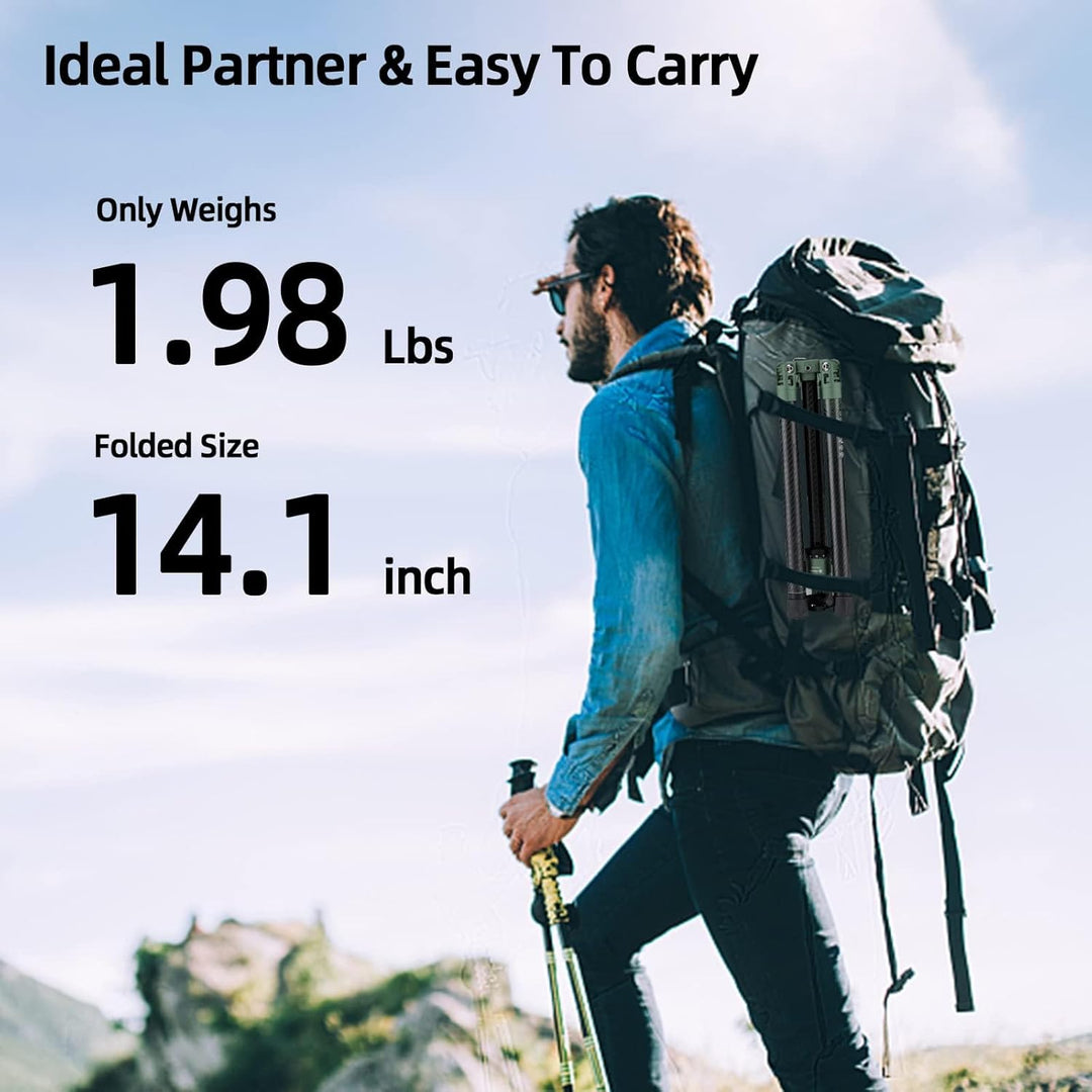 Fotopro Kohlefaser-Stativ für Kamera, 0,9 kg, Ultraleicht, 157,5 cm, Reisekamerastativ, max. Belastu