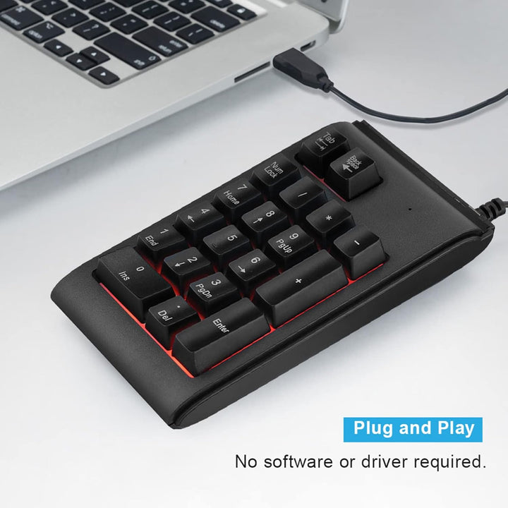Ouitble USB Numerische Tastatur 19 Taste Tragbare -Nummernpad mit 3 Farben LED -Rückbeleuchtung für