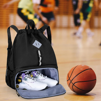 GOBUROS Fussball-Tasche, Fussball-Rucksack mit Kordelzug für Basketball, Volleyball und Fussball, Sp