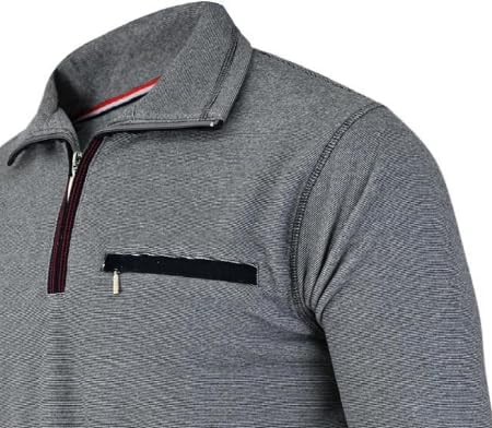 Soltice Herren Langarm Sweatshirt mit Brusttasche, Gestreifter Strickpullover mit Kragen, Meliert, W