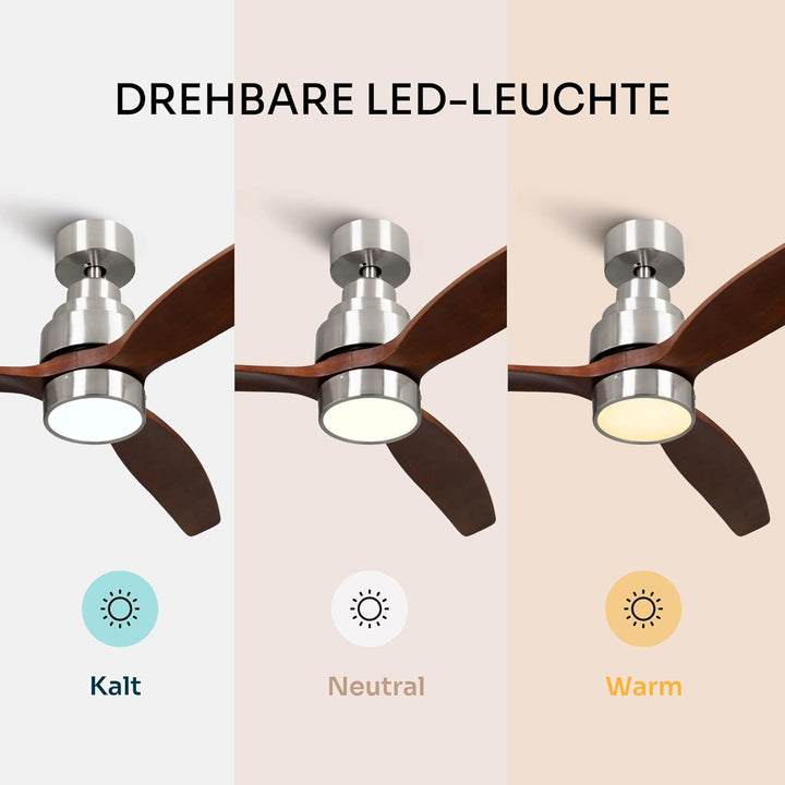 Mellerware - Deckenventilator mit Fernbedienung Brizy Bright | 45 W | 6 Geschwindigkeiten | Ultra le
