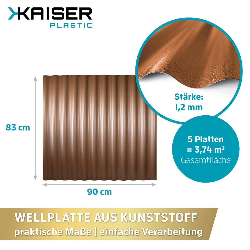 KAISER plastic® Wellplatten kupfer | Wellplatten Dach, Welldach Kunststoff | Dachplatten wetterfest