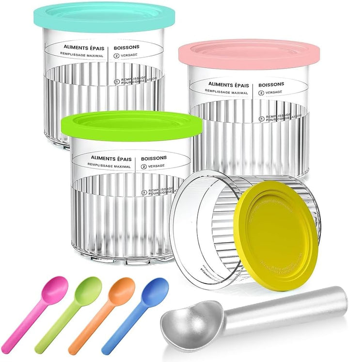 4 Stück Ersatz für Ninja Creami Deluxe Behälter Pints und Deckel,680ML Eismaschine Creamy Passend fü
