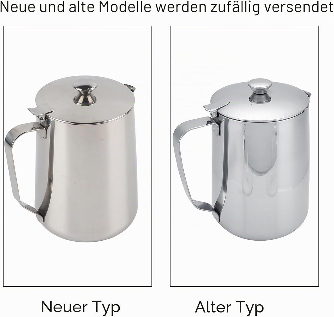 Milchkännchen mit Deckel, Milchkännchen, Milchschaumbecher, Schaumkrug, Milchkännchen, Edelstahl, Mi