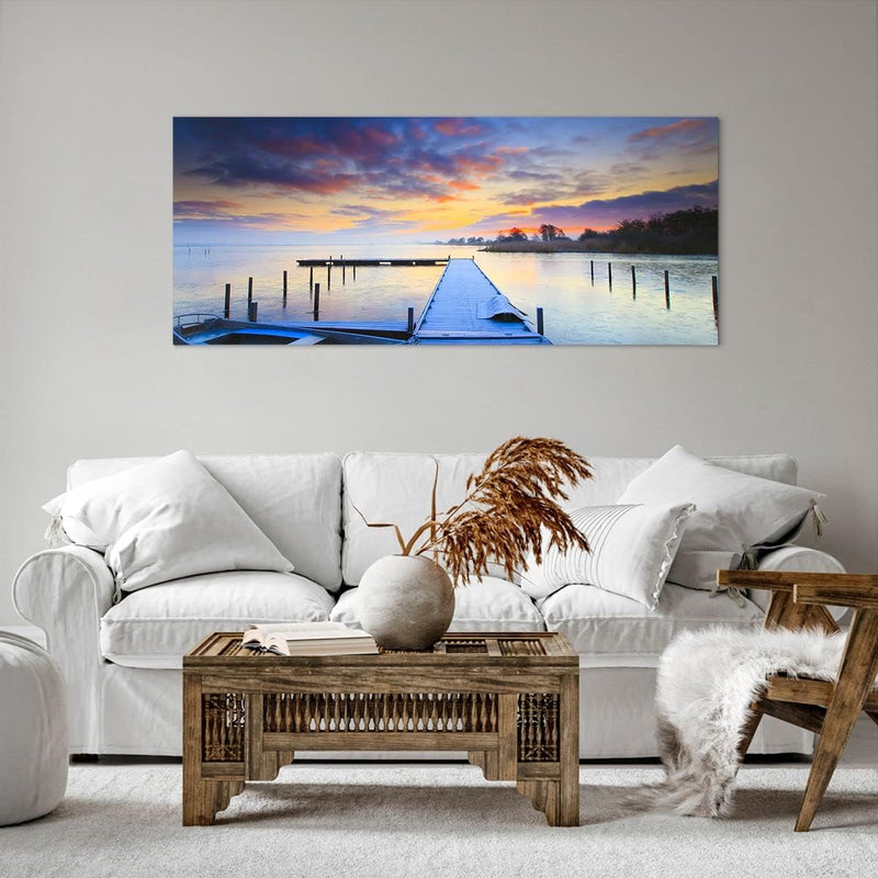 Wandbilder Dekoration Wohnzimmer Niederlande Natur Meer Sonnenuntergang Bilder auf Leinwand 120x50cm