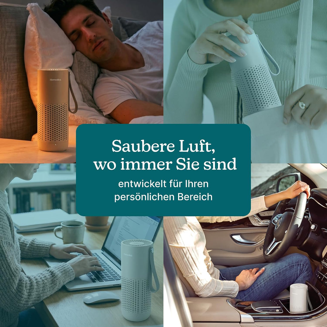 Homedics WhisperPure Mini Luftreiniger mit HEPA-Typ-Filter für Allergiker, Schlafzimmer & Auto - Tra