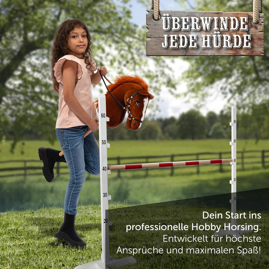 Pink Papaya Hobby Horse Merle, mit Halfter und Trense, Steckenpferd fürs Hobby Horsing, Pferd zum Re