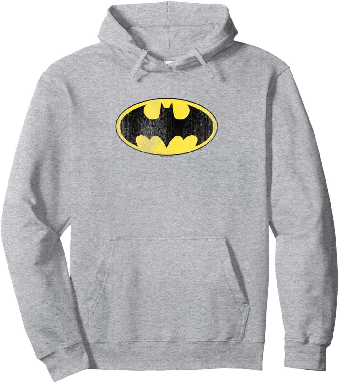 Batman Retro Bat Logo Distressed Pullover Hoodie
