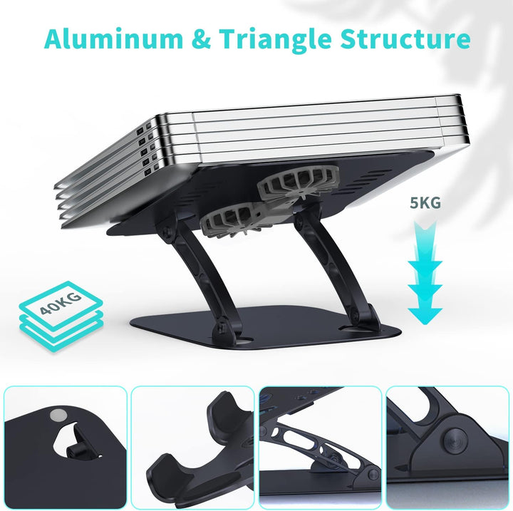 Laptop Ständer Höhenverstellbar mit RGB Lüfter, Faltbarer Stand aus Aluminiumlegierung, Belüfteter L