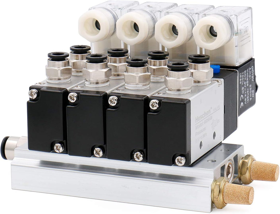 Heschen Elektrisches pneumatisches 4 Magnetventil, 4V210-08, DC12V, PT1/4, 5-Wege 2 Positionen Krümm