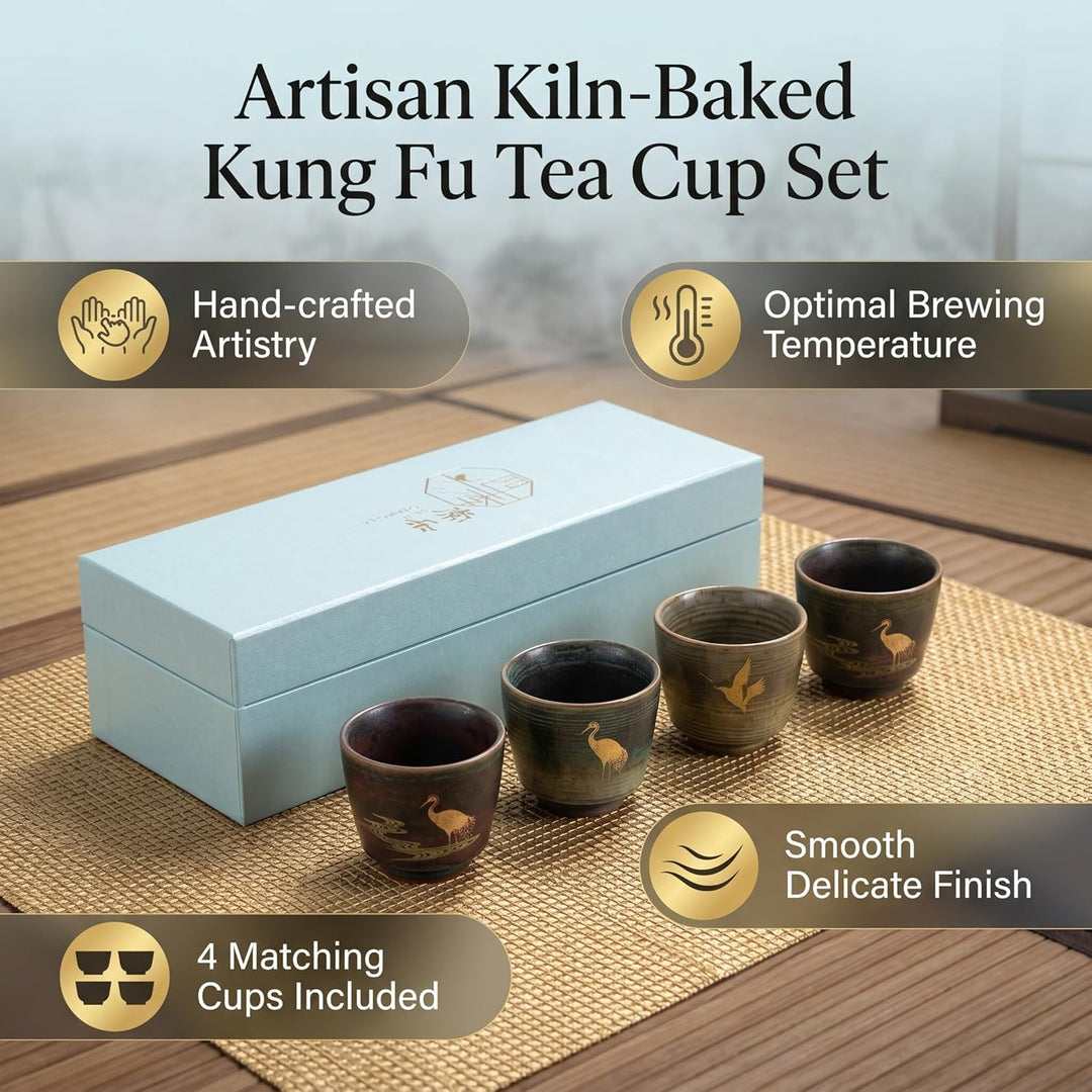 4pcs Keramik Tee Set, Retro Kiln Gebackene Tee Tasse, Kaffeetasse, Japanische Design Keramik Kung Fu