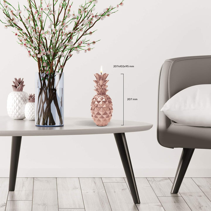Candellana Ananas Paraffinkerze 100x100x210 mm - Roségold Kerze Dekorativ - Kerzen Aesthetic 3D - Ca