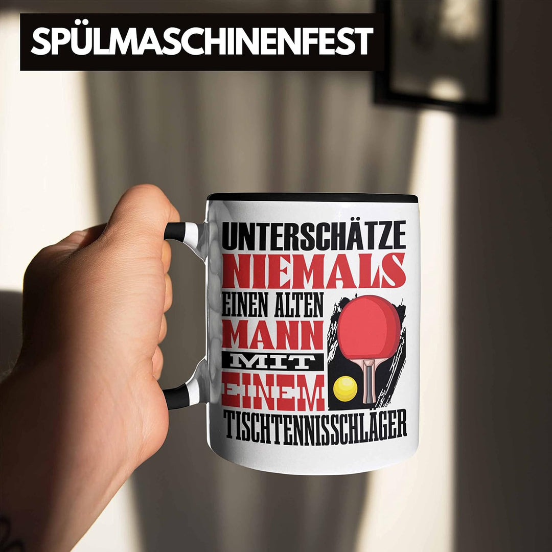 Trendation - Tischtennis Tasse Geschenk für Tischtennisspieler Lustiger Spruch Unterschätze Niemals