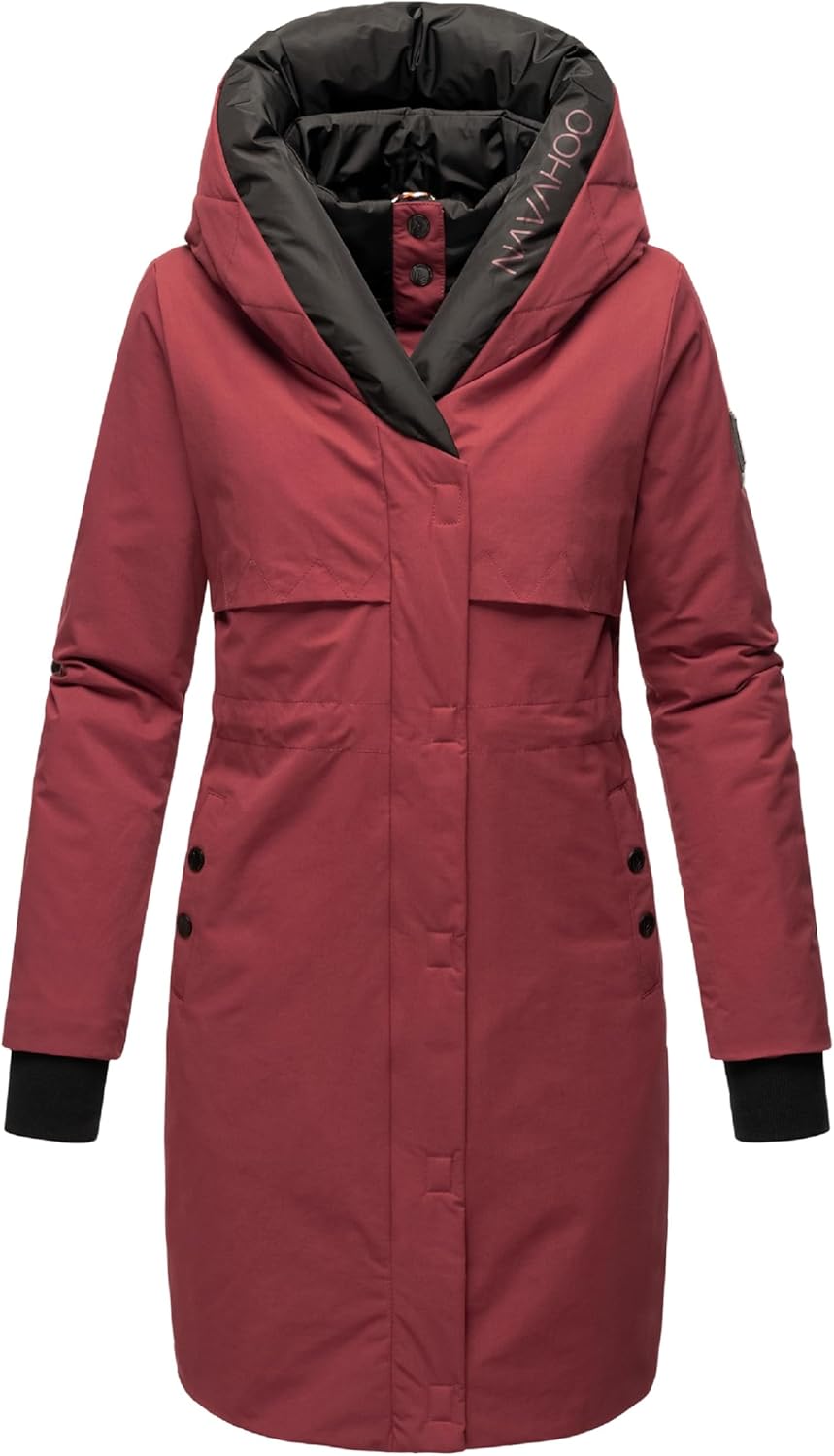 Navahoo Damen Wintermantel warmer Parka lang mit Kapuze Snowelf XS-XXL XS Bordeaux, XS Bordeaux