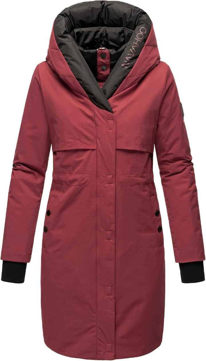 Navahoo Damen Wintermantel warmer Parka lang mit Kapuze Snowelf XS-XXL XS Bordeaux, XS Bordeaux