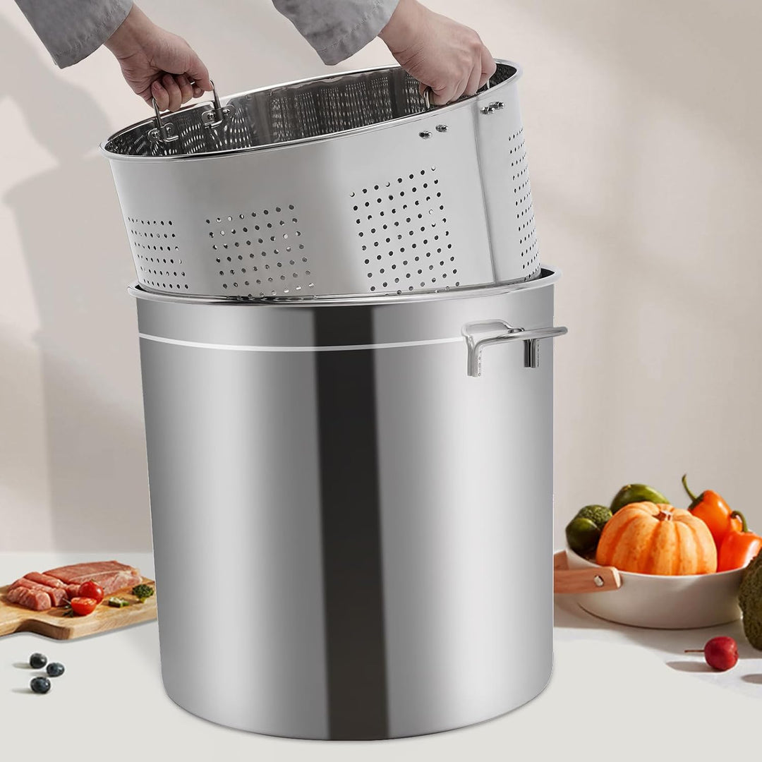 Suppentopf Edelstahl Kochtopf Kochtöpfe Cooking Pot mit Korb Deckel 50 l für Induktionskochfeld Gaso