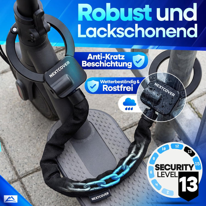 NEXTCOVER® E-Scooter Schloss mit Tasche [Steel-Secure-Technologie] | Handschellenschloss inkl. Trans