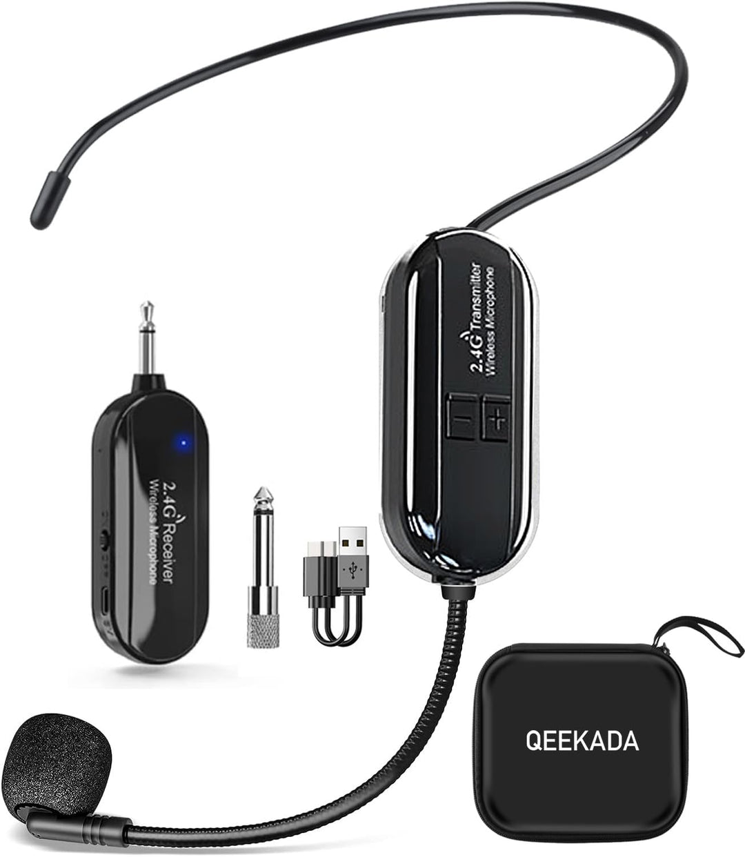 Wireless Mikrofon Headset, 2.4G Kabelloses Mikrofon, funkmikrofon headset mit 50M Reichweite, Wieder
