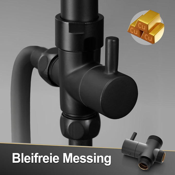 Görbach Regendusche Duschsystem ohne Armatur, Edelstahl Duschset mit 92cm Duschstange, Eckig XL Über