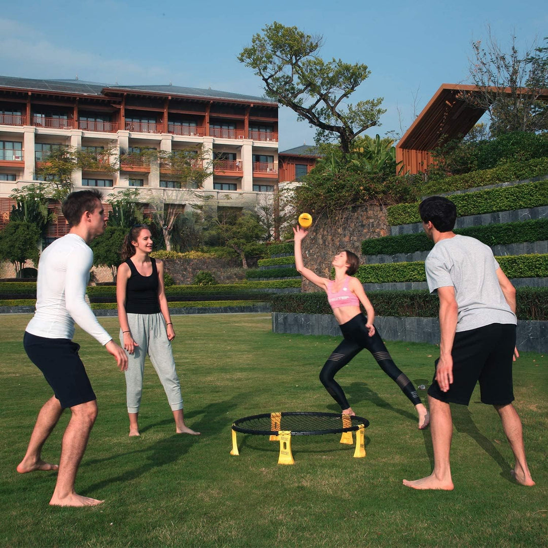 Mookis Blinngoball Outdoor Roundnet Spieleset, Roundnet Set Team Games bestehend aus Spielnetz, 3 Bä