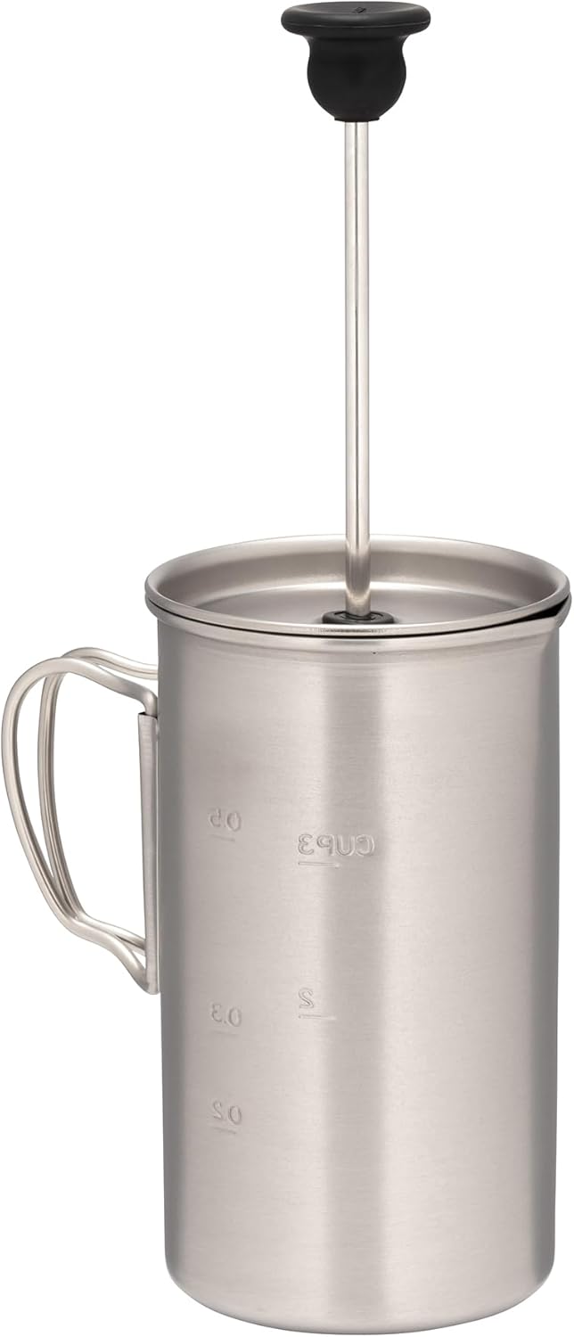 Snow Peak Titanium French Press, Silber, leichte Kaffeepresse für Zuhause, Rucksackreisen, Camping u