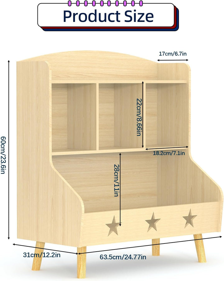 Garden 4 you Kinderregal,Bücherregal Kinder,Kinderregal mit 3 offenen Fächern,Bücherregal Kinderzimm