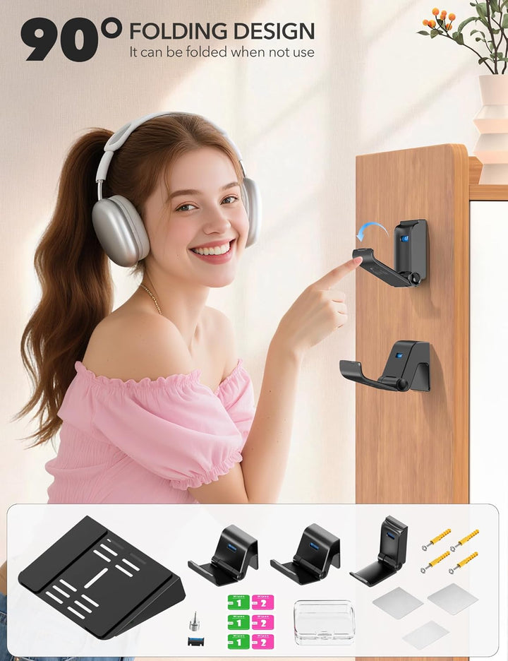 PS5 Wandhalterung für PS5/Slim/Pro mit Headset & Controller Halter, PS5 Stand, Universal 2 Pack Cont