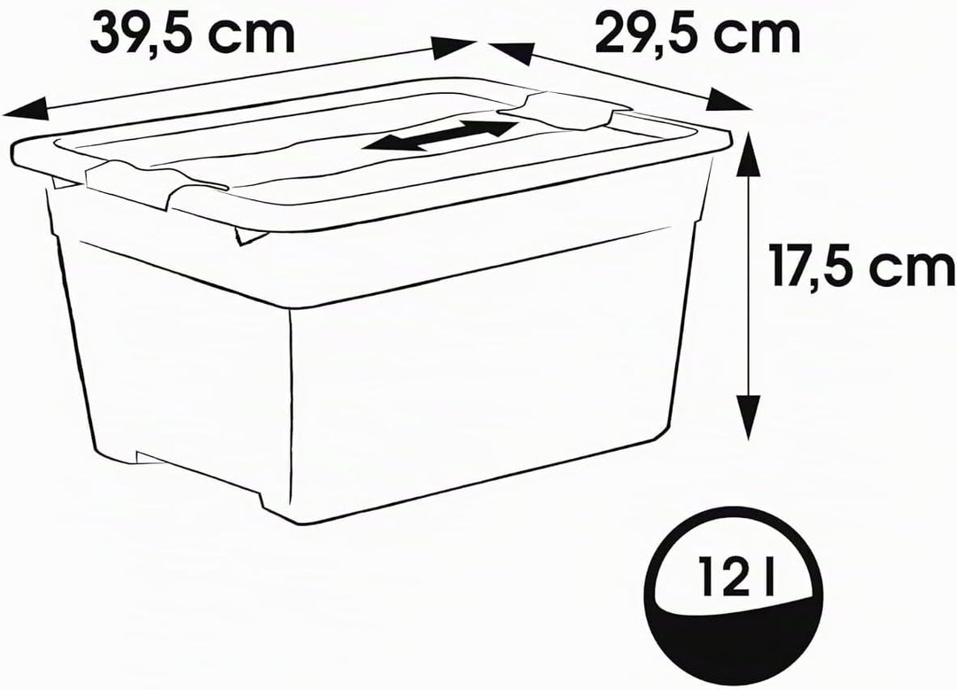 keeeper Aufbewahrungsbox mit Deckel und Schiebeverschluss, 39,5 x 29,5 x 17,5 cm, 12 l, Cornelia, Tr